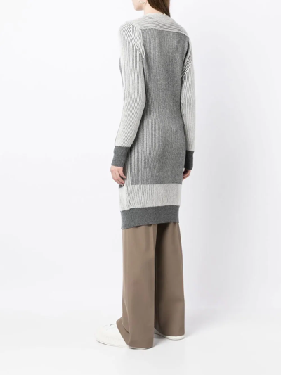 Shop Lorena Antoniazzi Colour-block Ribbed-knit Cardi-coat In Grey