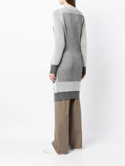 Lorena Antoniazzi Colour-block Ribbed-knit Cardi-coat In Grey