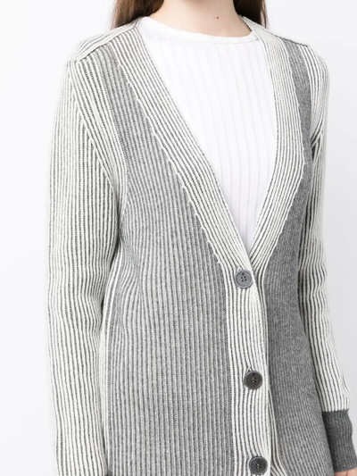 Shop Lorena Antoniazzi Colour-block Ribbed-knit Cardi-coat In Grey