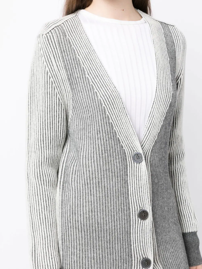 Lorena Antoniazzi Colour-block Ribbed-knit Cardi-coat In Grey