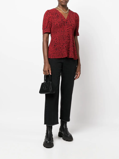 Michael Michael Kors Leopard Print Blouse In Red