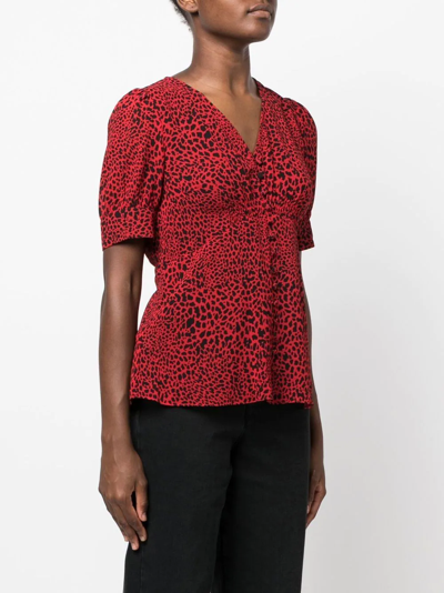Michael Michael Kors Leopard Print Blouse In Red