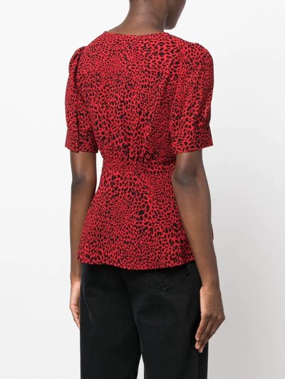 Michael Michael Kors Leopard Print Blouse In Red