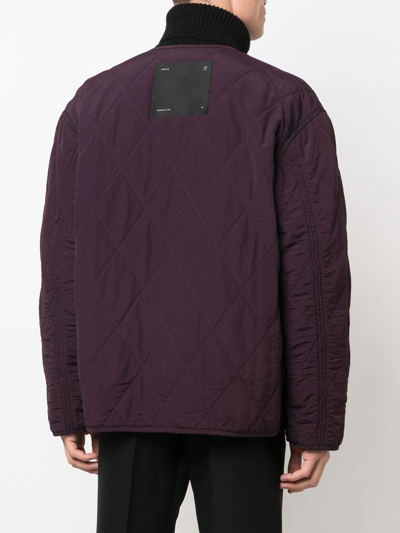 Oamc Liner Short Padded Collarless Jacket In Purple