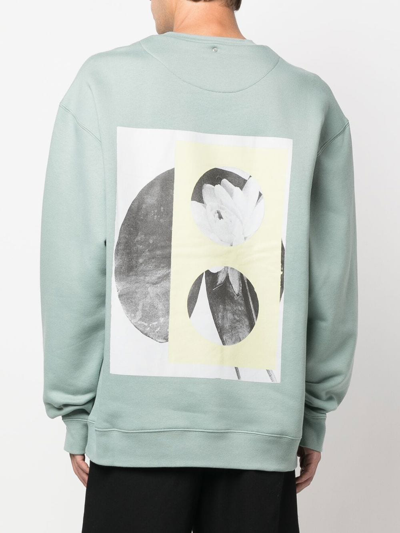 Shop Oamc Graphic-print Crew-neck Sweatshirt In Green