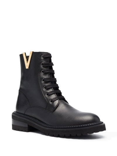 Via Roma 15 Embellished Lace-up Combat Boots In Black