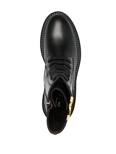 Via Roma 15 Embellished Lace-up Combat Boots In Black