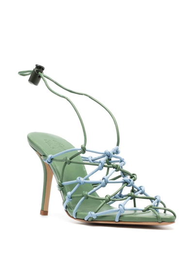 Shop Gia Borghini Pointed Strappy 100mm Pumps In Green