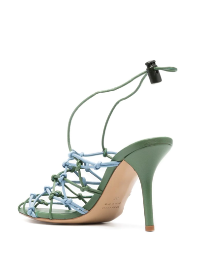Shop Gia Borghini Pointed Strappy 100mm Pumps In Green