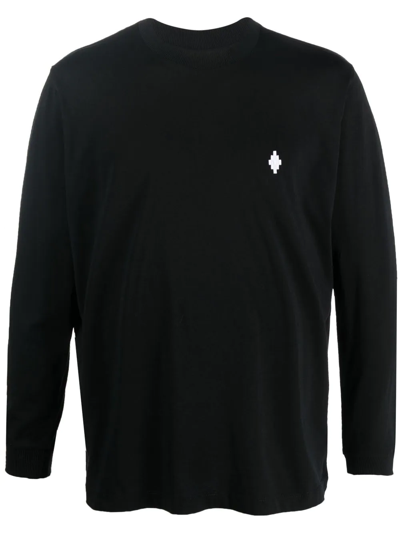 Shop Marcelo Burlon County Of Milan Logo-embroidered Long-sleeve T-shirt In Black