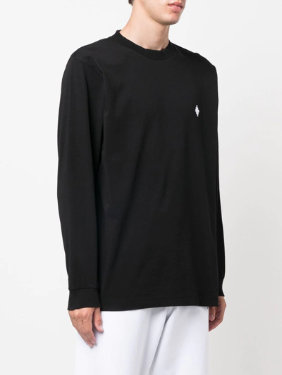 Shop Marcelo Burlon County Of Milan Logo-embroidered Long-sleeve T-shirt In Black