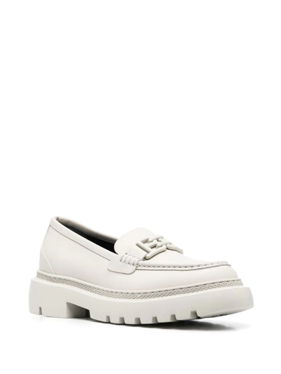 Shop Bally Gioia Logo-plaque Loafers In Neutrals