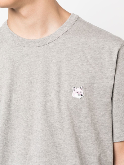 Shop Maison Kitsuné Logo-patch Short-sleeve T-shirt In Grey