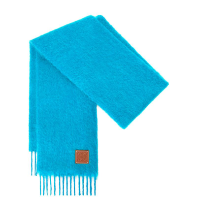 Shop Loewe Mohair-wool Scarf In Blue