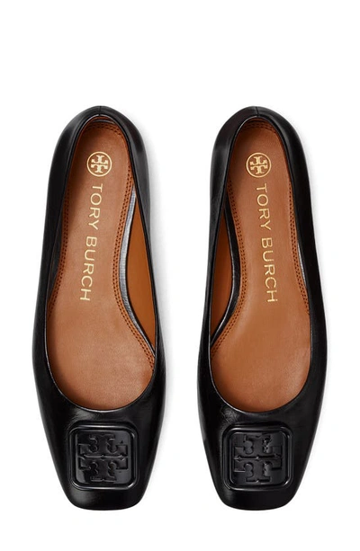 Shop Tory Burch Georgia Square Toe Ballet Flat In Black