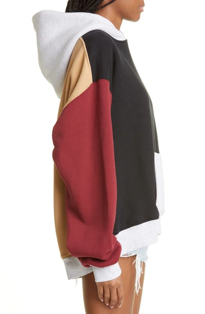 Shop Alexander Wang Colorblock Oversize Cotton Hoodie In Black Multi
