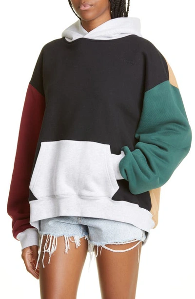 Shop Alexander Wang Colorblock Oversize Cotton Hoodie In Black Multi