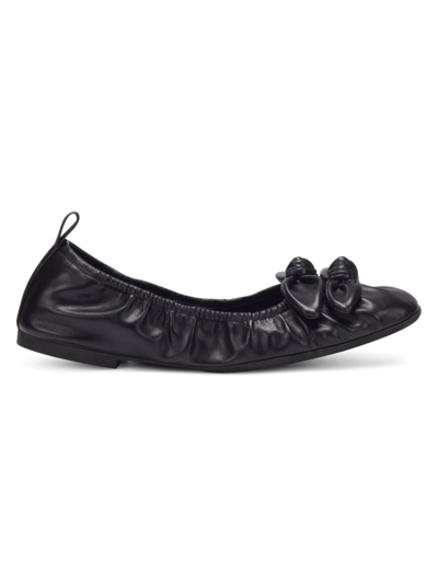 Shop Aerosoles Women's Romy Metallic Faux Leather Bow Ballet Flats In Black