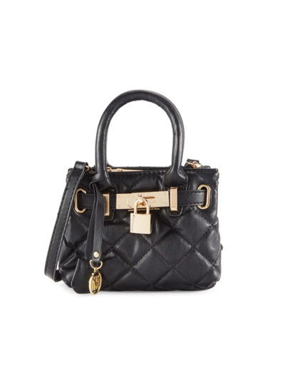 Shop Badgley Mischka Women's Micro Mini Quilted Top Handle Bag In Black