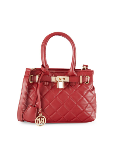Shop Badgley Mischka Women's Small Quilted Two-way Tote In Brick Red