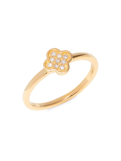 Shop Effy Eny Women's 14k Yellow Goldplated Sterling Silver & 0.07 Tcw Diamond Floral Ring