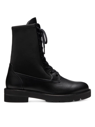 Shop Stuart Weitzman Women's Ande Lift Lug Sole Leather Boots In Black