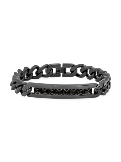 Shop Anthony Jacobs Men's Black Ip, 18k Goldplated Stainless Steel & Simulated 8.88 Tcw Diamonds Cuban Link Chain Bracel