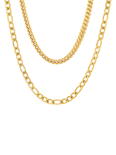 Shop Anthony Jacobs Men's 18k Goldplated Stainless Steel Double Chain Necklace In Yellow