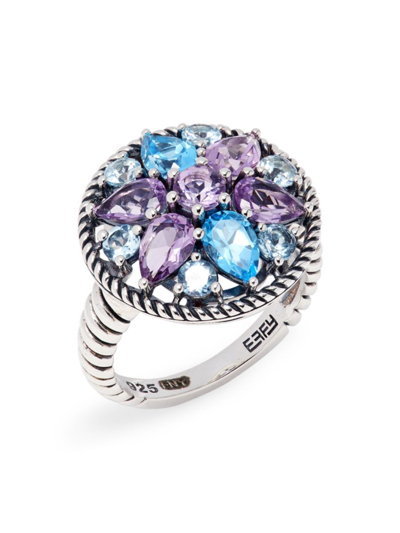 Shop Effy Eny Women's Sterling Silver & Multi Stone Floral Ring