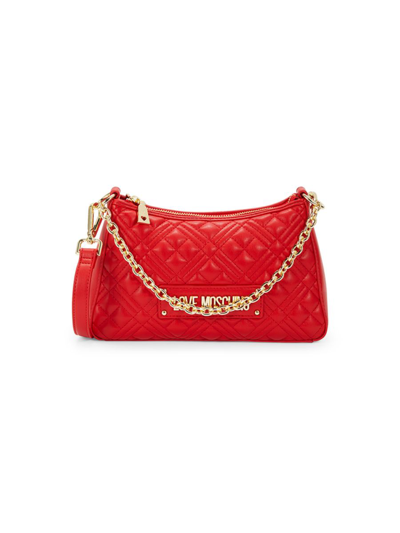 LOVE MOSCHINO WOMEN'S QUILTED LOGO SHOULDER BAG 