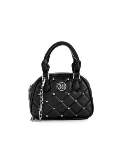 Shop Badgley Mischka Women's Dome Studded & Quilted Convertible Top Handle Bag In Black