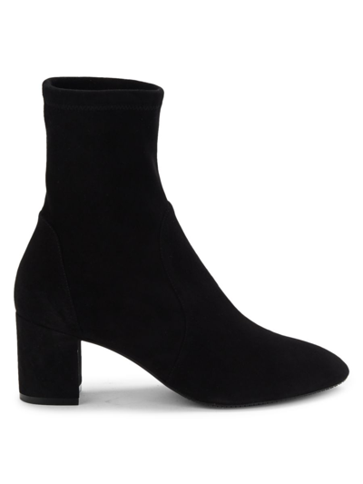 Shop Stuart Weitzman Women's Yuliana Leather Sock Boots In Black