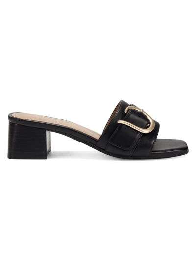 Shop Aerosoles Women's Evvie Dress Sandals In Black Leather