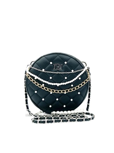 Shop Badgley Mischka Women's Diamond Quilted Round Crossbody Bag In Black