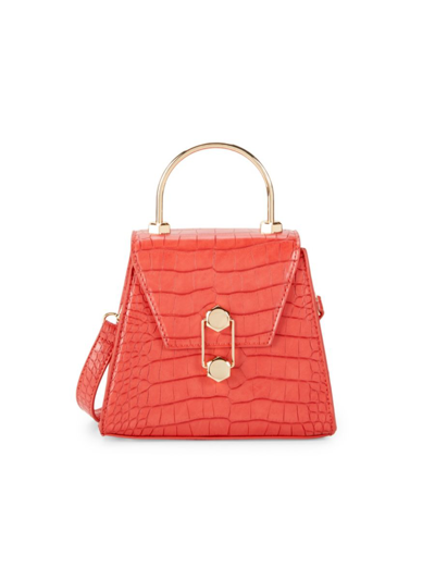 Shop Badgley Mischka Women's Croc-embossed Vegan Leather Top Handle Bag In Red