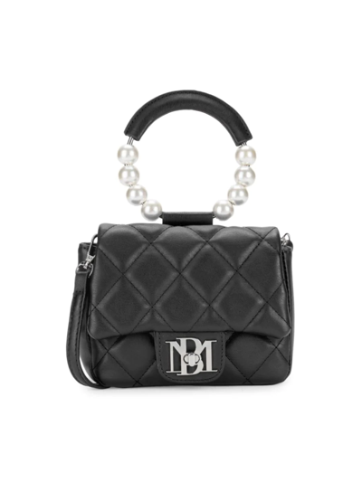 Shop Badgley Mischka Women's Mini Faux Pearl Embellished Top Handle Bag In Black