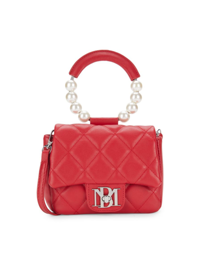 Shop Badgley Mischka Women's Mini Faux Pearl Embellished Top Handle Bag In Red