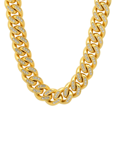 Shop Anthony Jacobs 18k Goldplated, Stainless Steel & Simulated Diamonds Cuban Link Chain Necklace