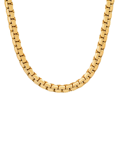 Shop Anthony Jacobs Men's 18k Gold Plated Stainless Steel Flat Box Chain Necklace In Gold Tone
