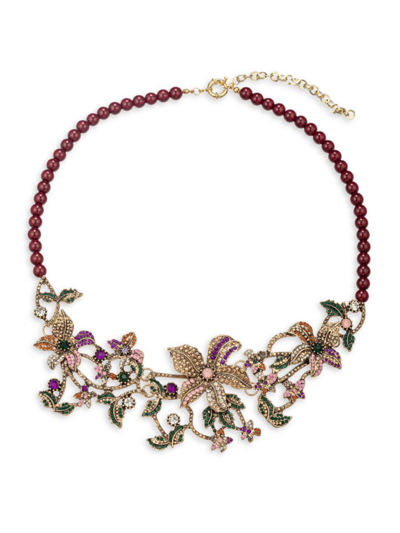 Shop Eye Candy La Women's Luxe Berling Agate & Glass Leaf Statement Necklace In Neutral