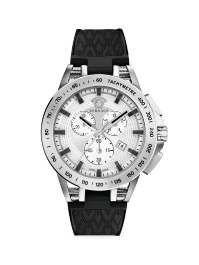 Shop Versace Men's Sport Tech Stainless Steel & Silicone Strap Watch In Sapphire