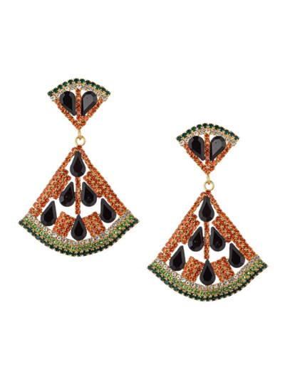 Shop Eye Candy La Women's Luxe Ella Goldtone & Cubic Zirconia Dangle Earrings In Brass