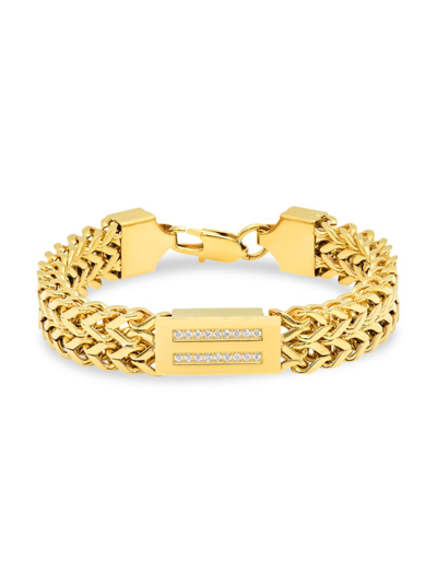 Shop Anthony Jacobs Stainless Steel & Simulated Diamonds Bracelet In Gold