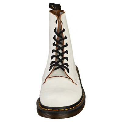 Pre-owned Dr. Martens' Dr. Martens Vintage 1460 Quilon Mens White Ankle Boots