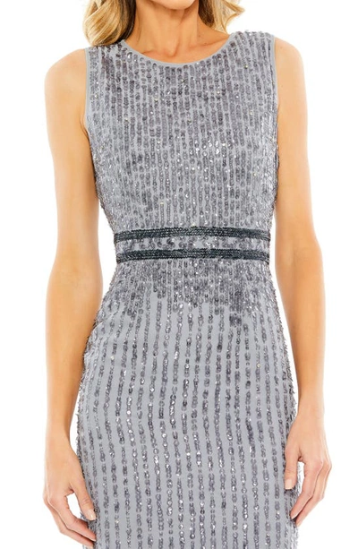 Shop Mac Duggal Vertical Sequin Sheath Cocktail Dress In Platinum
