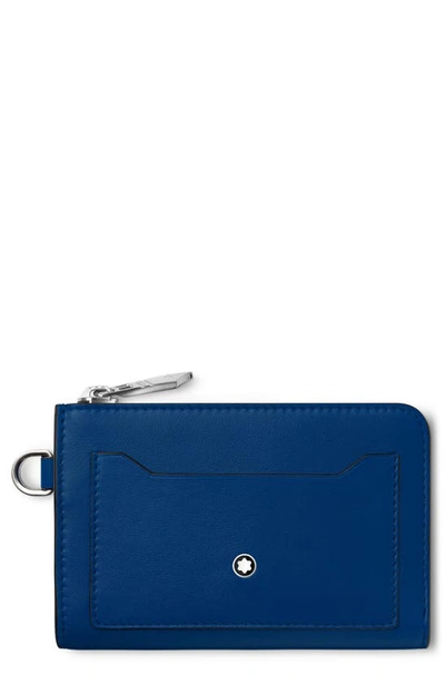 Shop Montblanc Meisterstück Leather Zip Card Case In Blue