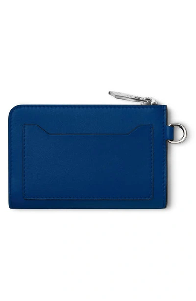Shop Montblanc Meisterstück Leather Zip Card Case In Blue