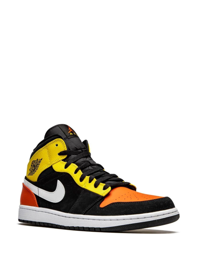 Shop Jordan Air  1 Mid Se "amarillo Orange" Sneakers In Black