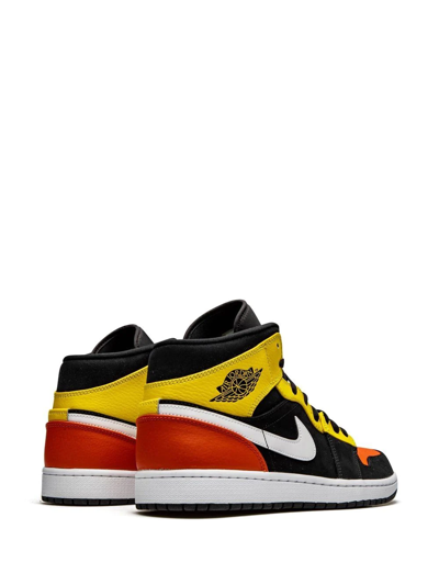 Shop Jordan Air  1 Mid Se "amarillo Orange" Sneakers In Black