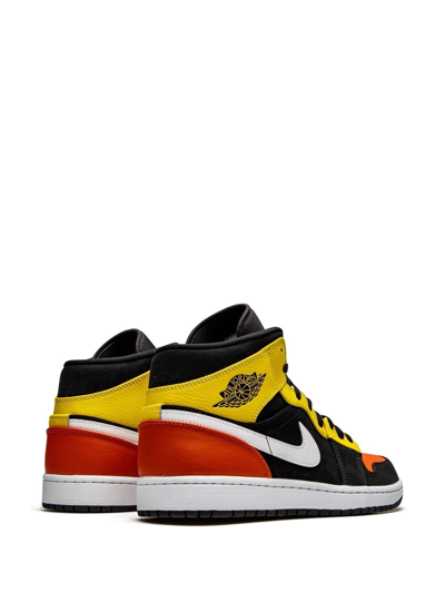 Jordan Air  1 Mid Se "amarillo Orange" Sneakers In Black